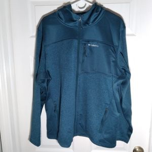 Sz.L Columbia Harlem Park Hybrid Smooth Faced Fleece Dk.Teal Heather Zip Hoodie